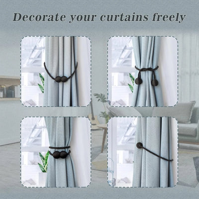 Magnetic Curtain Tiebacks Black 2pcs, Curtain Tiebacks Buckles