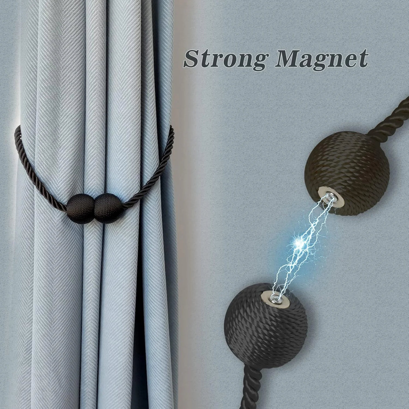 Magnetic Curtain Tiebacks Black 2pcs, Curtain Tiebacks Buckles