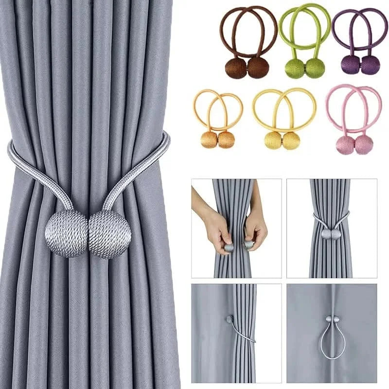 Magnetic Curtain Tiebacks Black 2pcs, Curtain Tiebacks Buckles