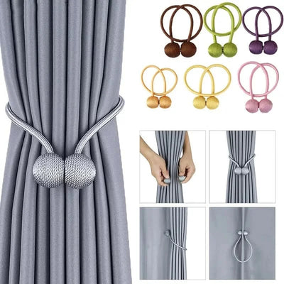 Magnetic Curtain Tiebacks Black 2pcs, Curtain Tiebacks Buckles